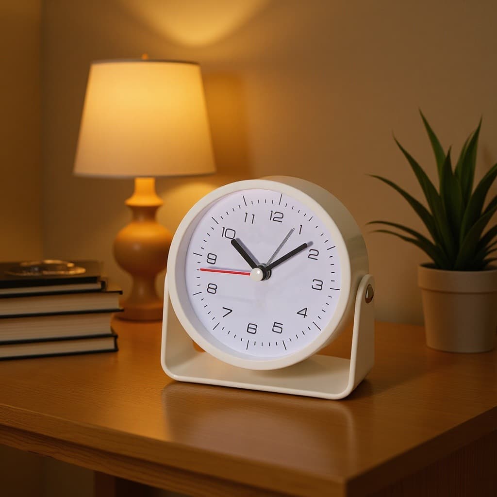 ABS Alarm Clock Student Desk Clock Silent Battery Operated Simple Quartz Clock Multiple Sizes