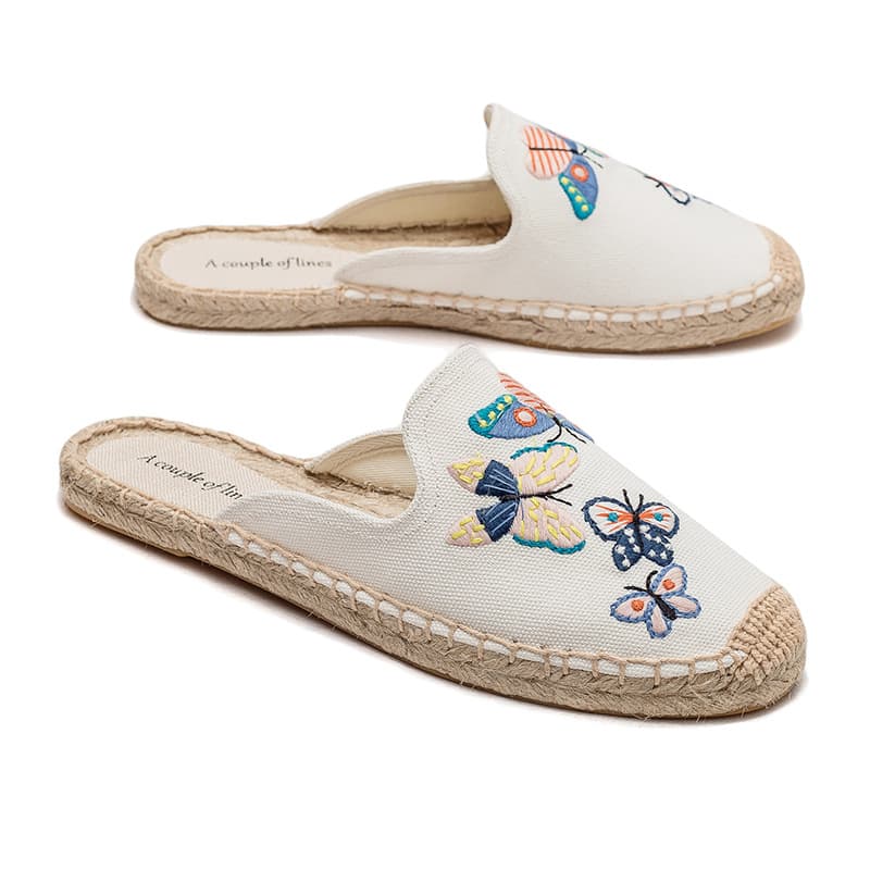 Straw Slippers Women Spring Summer Fashion Fisherman Shoes Casual Slip-On Lightweight Plaid Female Sandals Slippers Non-Slip Flower