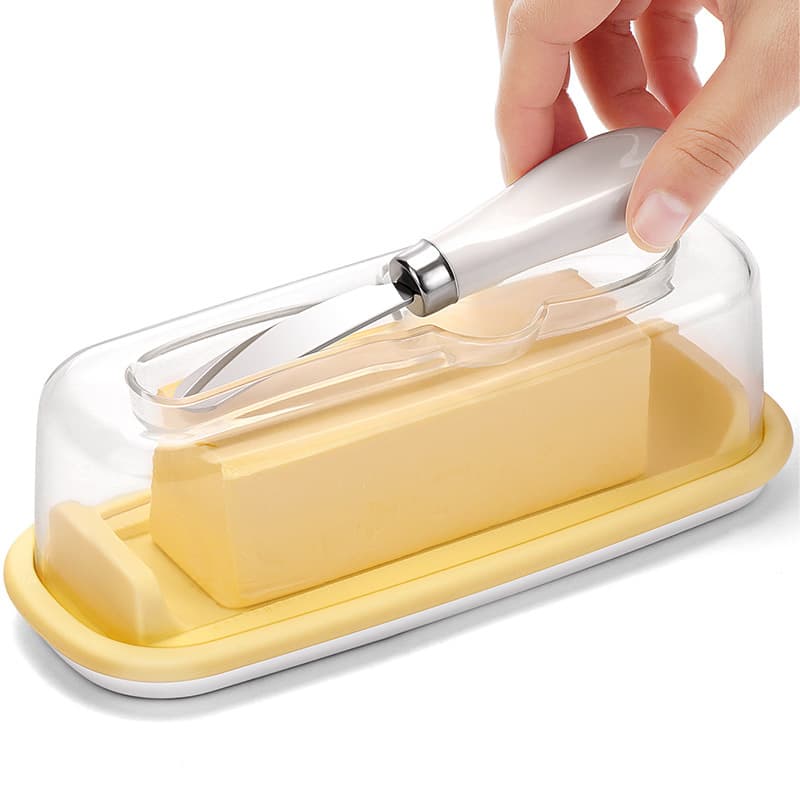Plastic Butter Box Sealed Freshness Preservation Long Rectangle with Knife Butter Cheese Storage Boxes Modern Simple Style