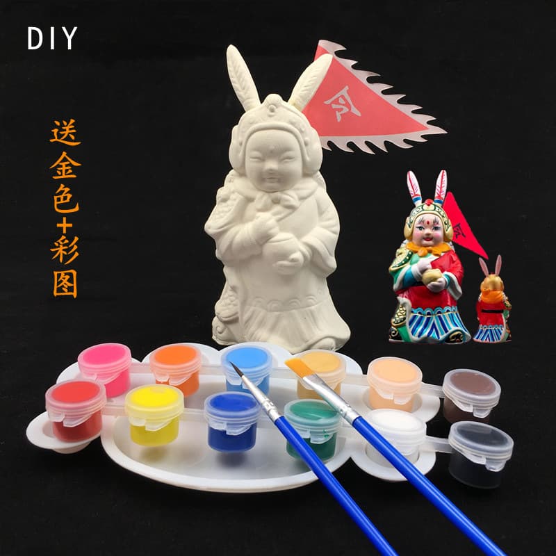 Old Beijing Rabbit Lord White Plaster Handcraft Practice DIY Art Sketch Painting DIY Rabbit Lord