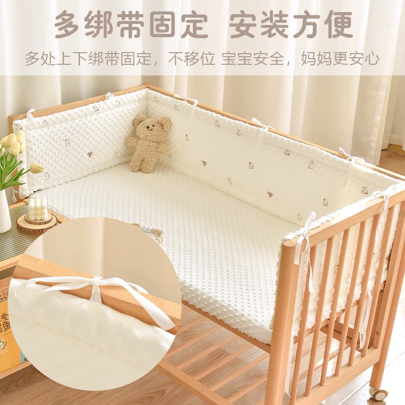 Baby crib bumper, soft cushioning, baby soothing crib, one-piece interlocking bed barrier