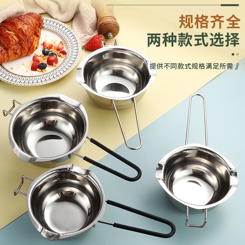 304 stainless steel chocolate melting pot, heating pot with silicone handle, butter melting bowl, double boiler baking tool