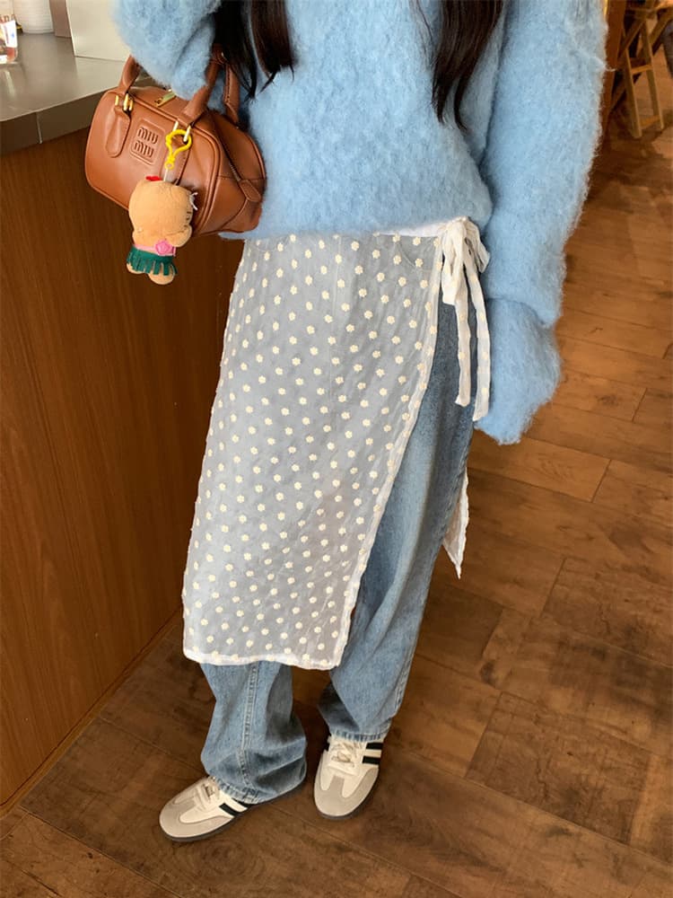 High-Quality Thick Chiffon Layering Skirt Apron, One-Piece Wrap-Around, Tie-Waist, Plus Size, Same Style as Physical Store