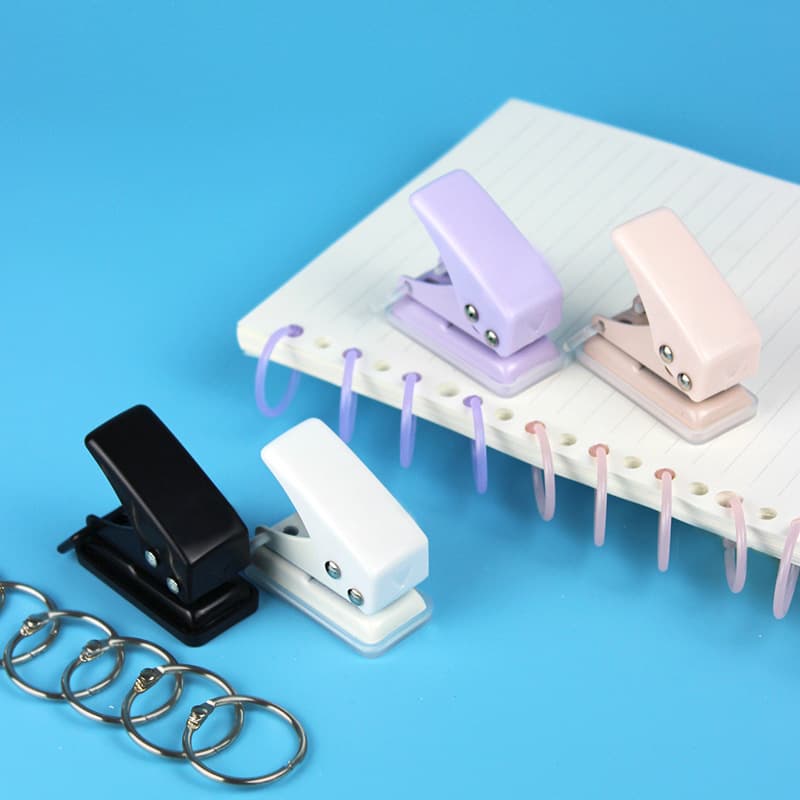 Mini Single Hole Punching Machine Portable DIY Handbook Leaf Clip Office Culture Supplies Punching Device Binding Accessories