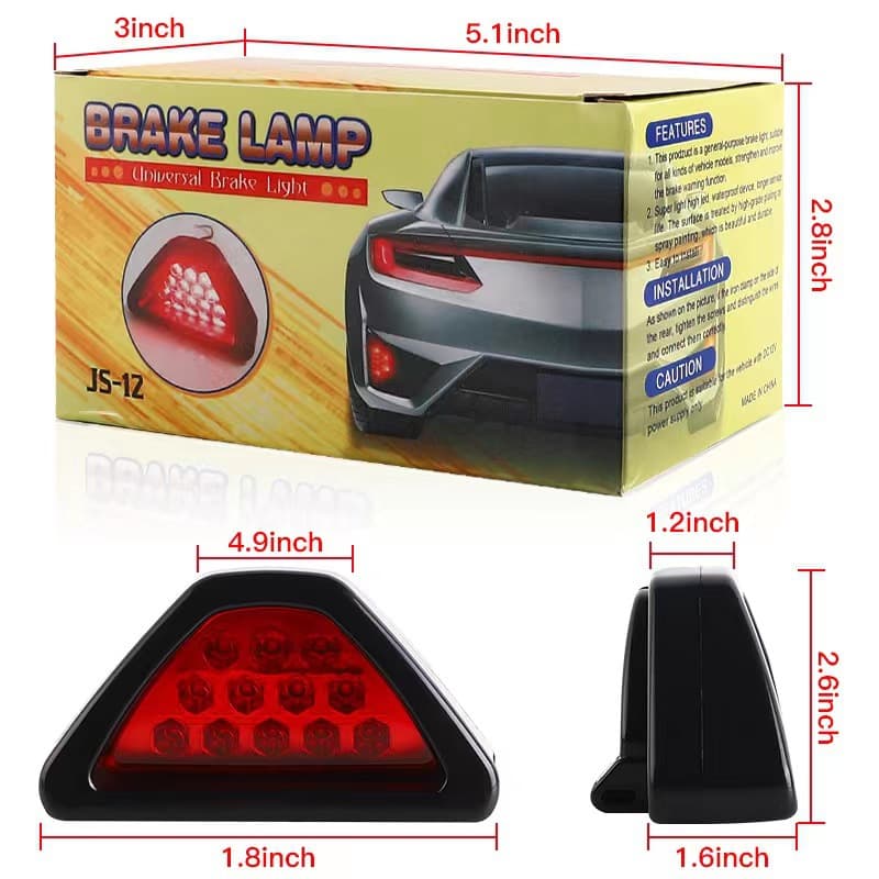Car Pilot Light Motorcycle Brake Light LED Compatible Triangle Light Flashing High Brightness Rear Bumper Surround Light