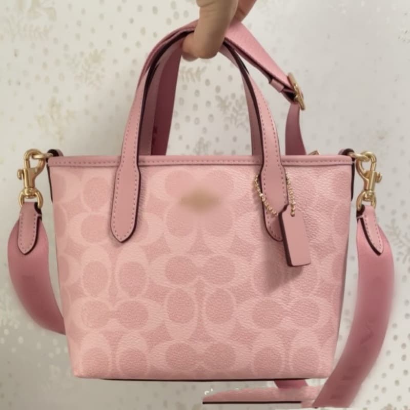 Coach C's new women's bag city15 mini tote bag fashionable portable vegetable basket crossbody shoulder shopping bag
