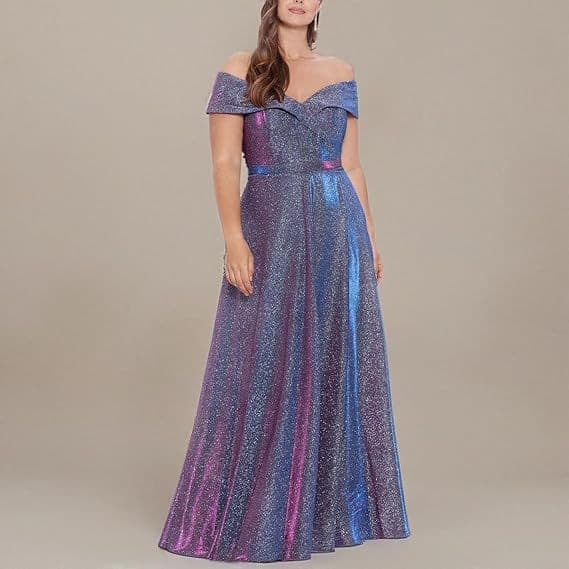 Plus Size One-Shoulder Iridescent Sequin Evening Gown Long Slimming Banquet Host Performance Dress for Women