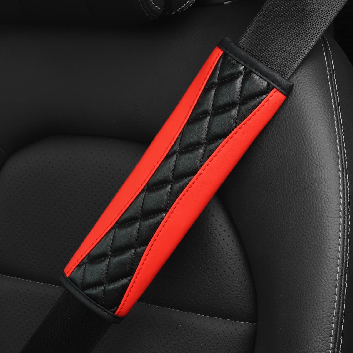 Leather Shoulder Protector Car Safety Belt Decoration PU Leather Embroidery Three-Dimensional Automobile Accessories Four Seasons