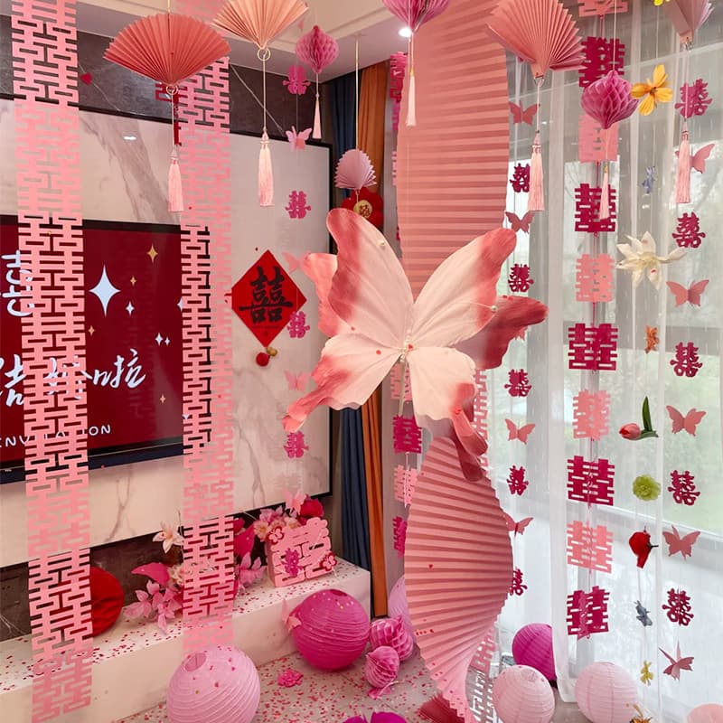 Wedding Room Decoration Set Wedding Decor Living Room Groom's New Home Bride's Bedroom Wedding Morning Robe Photo Background Butterfly