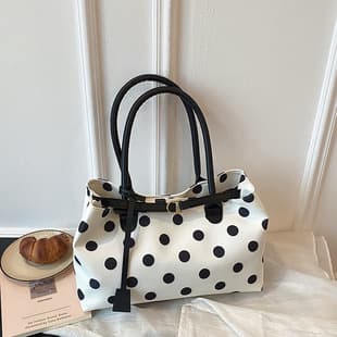 Large Capacity Bag Women 2026 New Fashion Polka Dot Tote Bag Work Commute Stylish Personality Casual Shoulder Bag