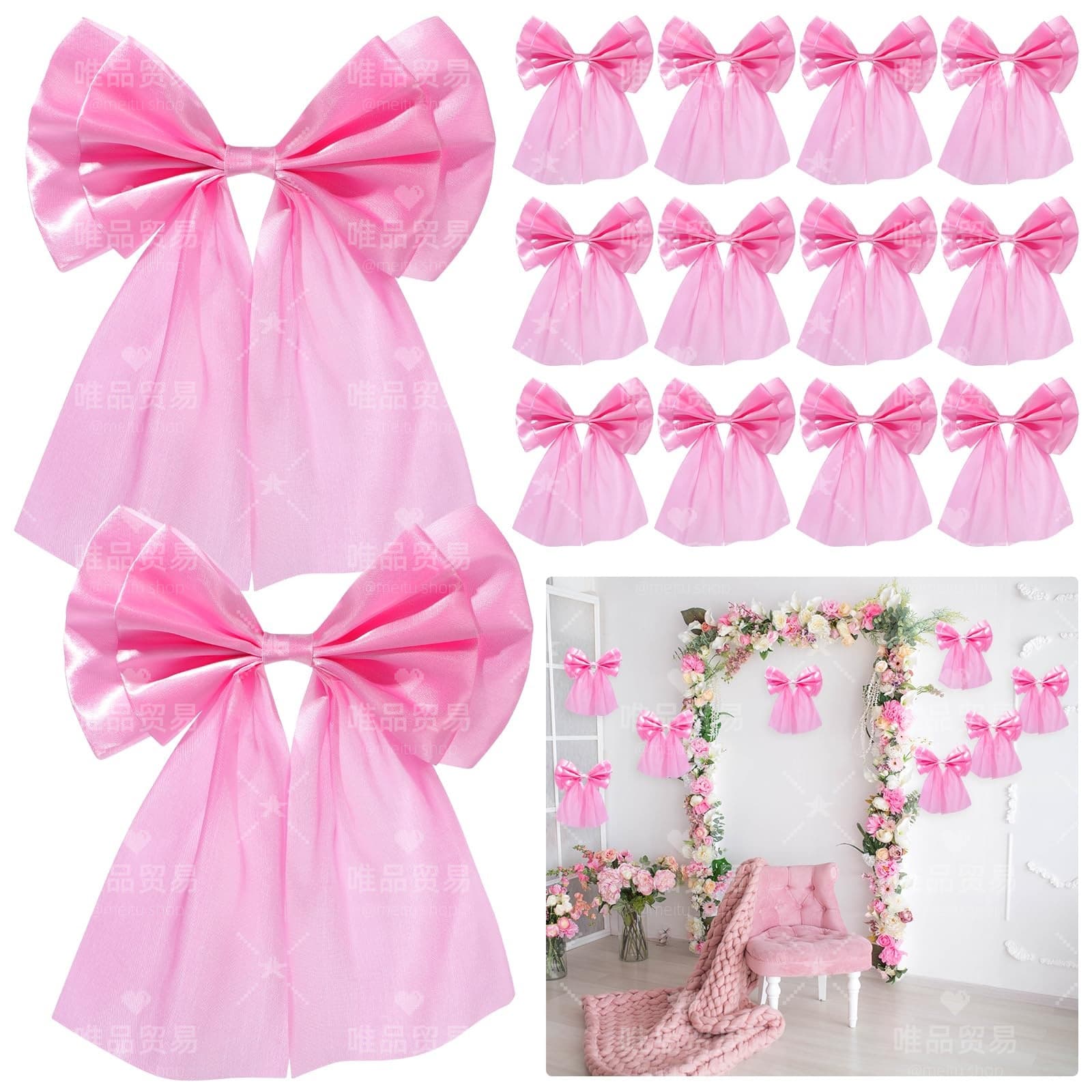 Large Pink Bow Glamorous Birthday Party Decoration Big Ribbon Bow Party Wall Decor for Home