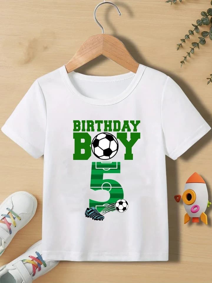 New Boys' Football Birthday Number 5, 6, 7 Year Old T-Shirts, Birthday Gifts for Children, Clothing T-Shirts for Summer