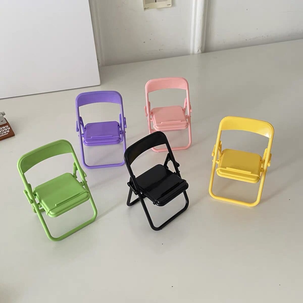Creative Chair Phone Stand, Foldable Portable Desktop Stand, Macaron Cute Phone Holder Chair