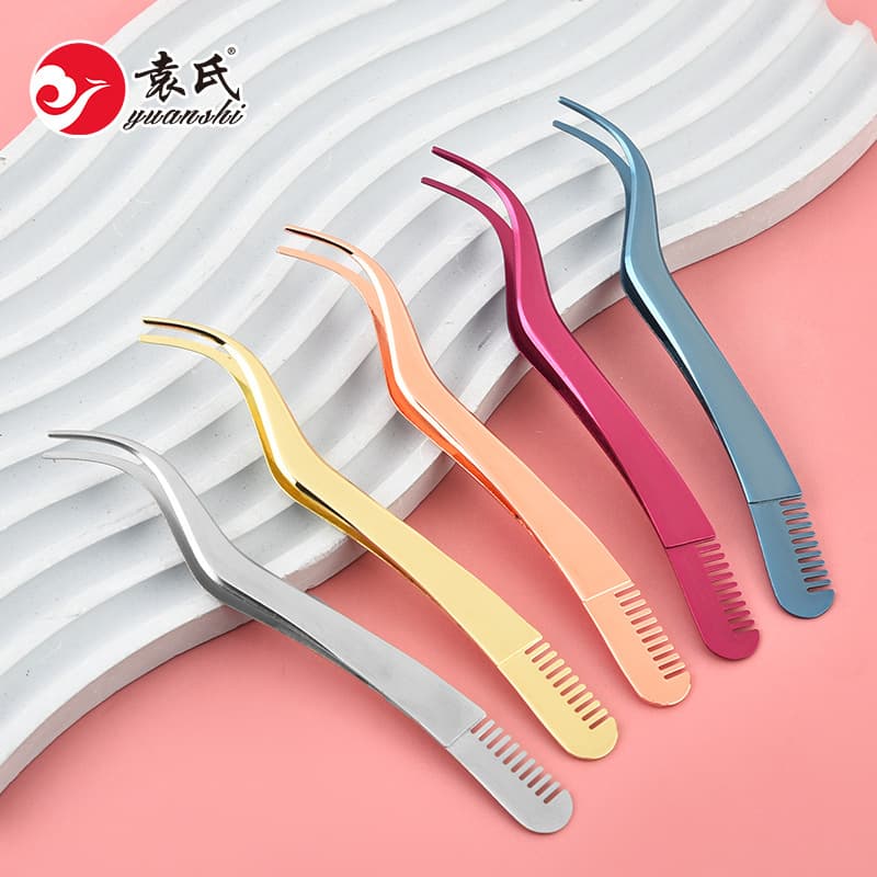 Stainless steel new style comb eyelash assistant false eyelashes beauty tool eyelash curler grafting false eyelash tweezers