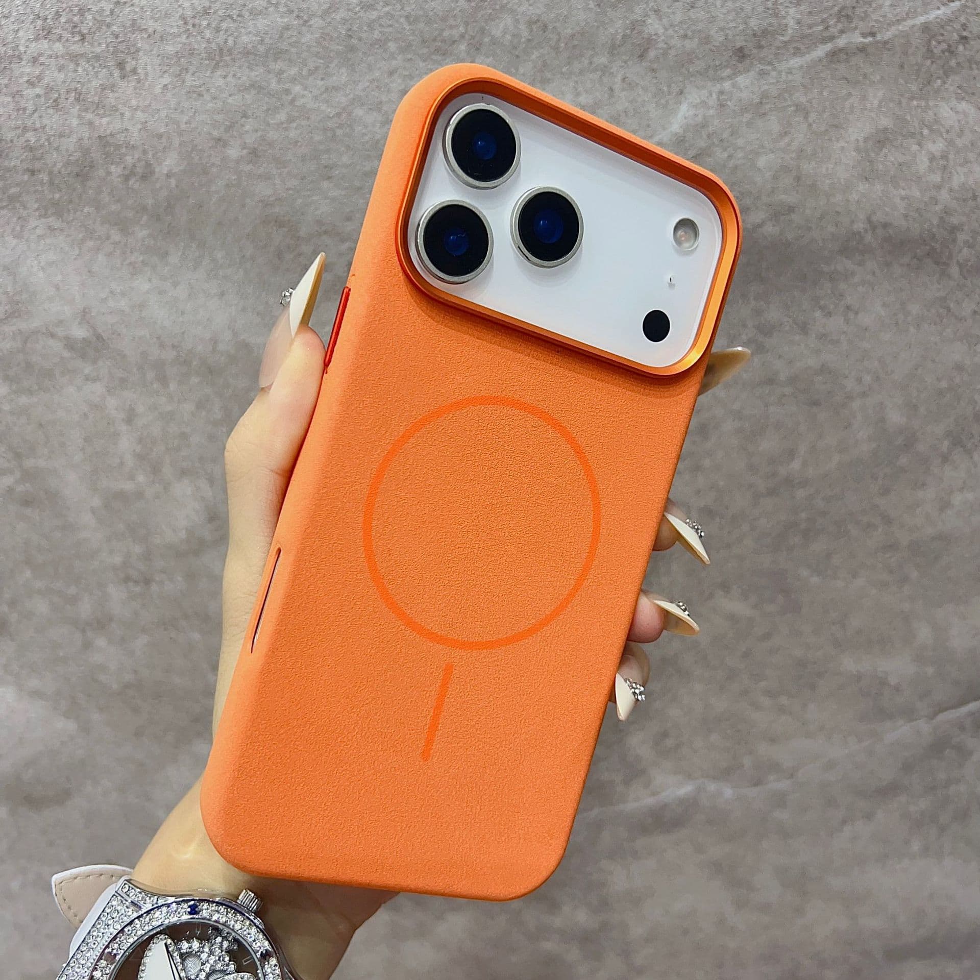 Magnetic Phone Case for iPhone 17 Pro Max, Elephant Texture Leather, Apple 17 Metal Lens, Drop-Resistant Protective Cover