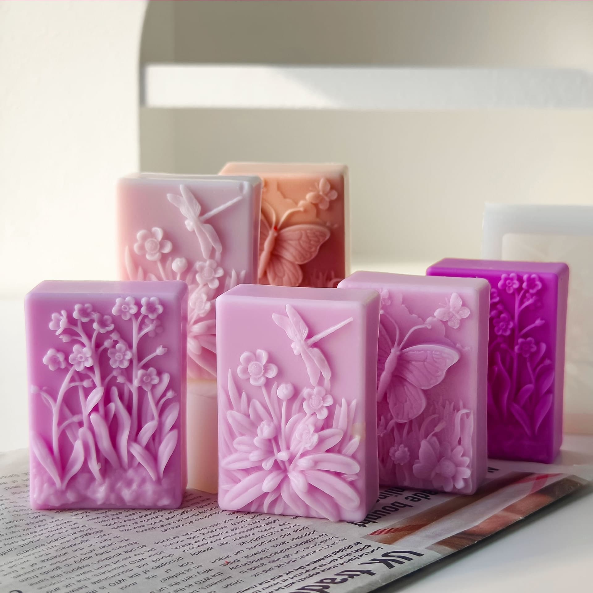 Square handmade soap silicone mold DIY flower scented candle plaster car diffuser stone handmade soap abrasive