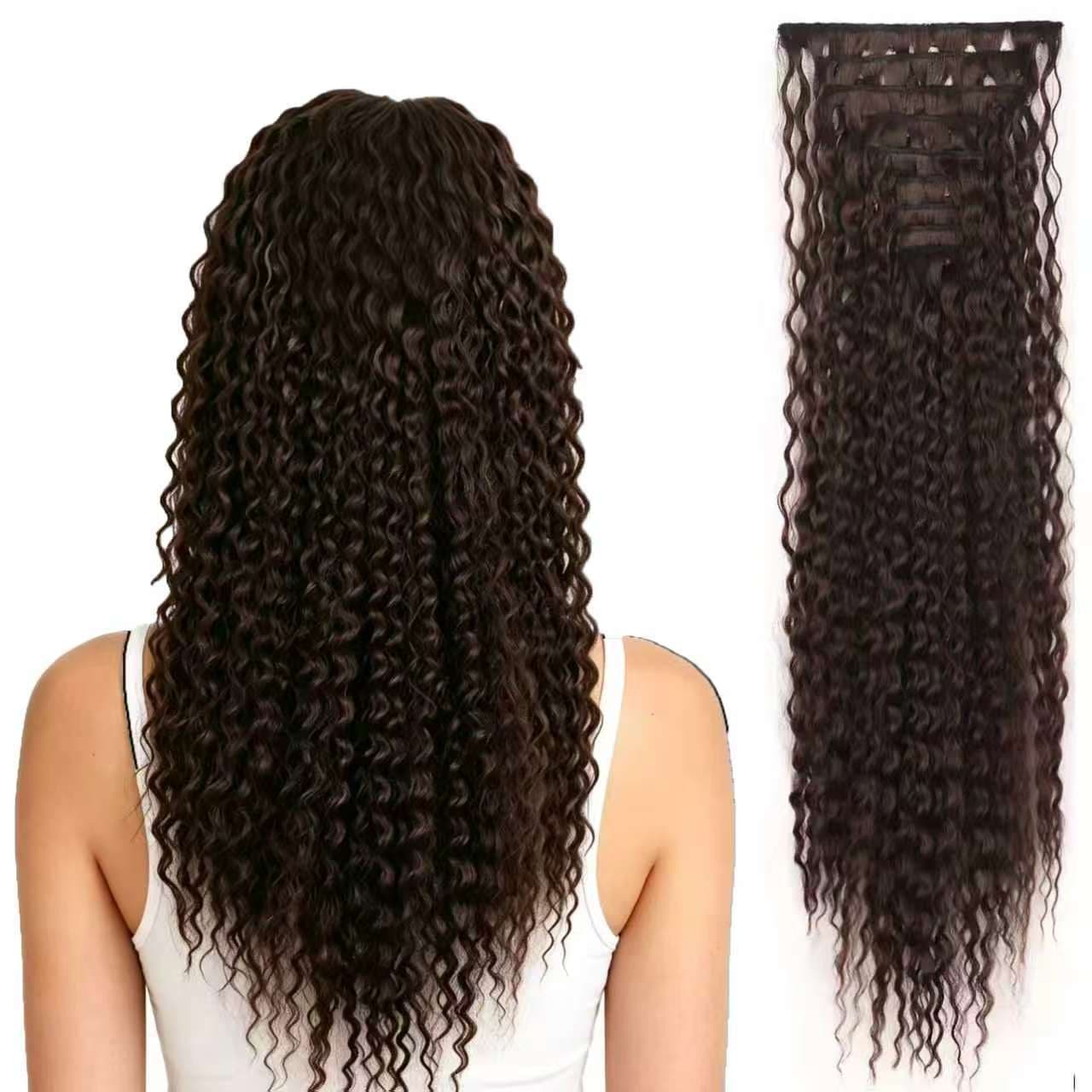 Cross-border Hair Extension 9-Piece Set Clip-In Deep Curl Hair Extensions JC Clip In Hair Extensions