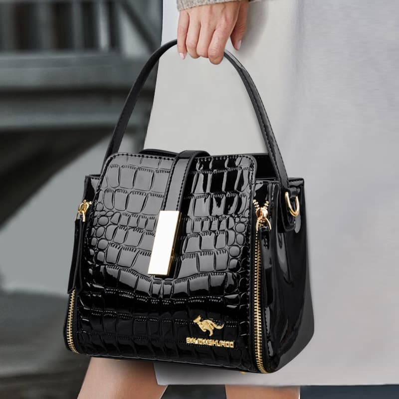 Bucket Bag Women Premium 2025 New Crocodile Texture Middle-aged and Elderly Women's Bag Shoulder Crossbody Bag Handbag Mother Bag