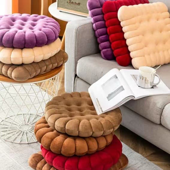 Thickened Cookie Shaped Seat Cushion Sofa Pad Office Chair Pad Tatami Home Dirt Resistant Pad for Long Time Sitting