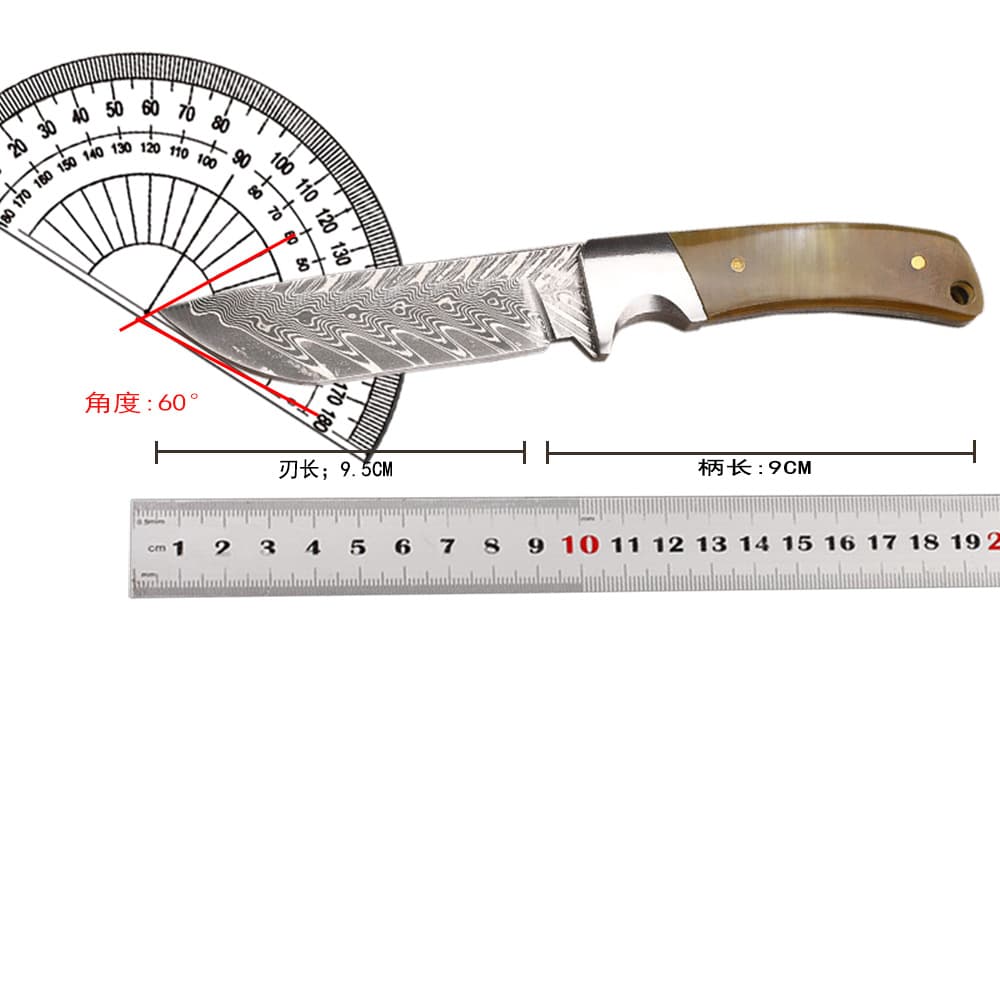 Horn handle VG10 Damascus steel outdoor camping hunting survival pocket kitchen knife EDC tool knife