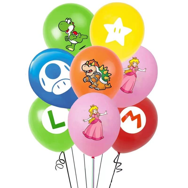 Mushroom Mario Cartoon Game Theme Birthday Party 12 Inch Latex Balloon Set Baby Layout Supplies