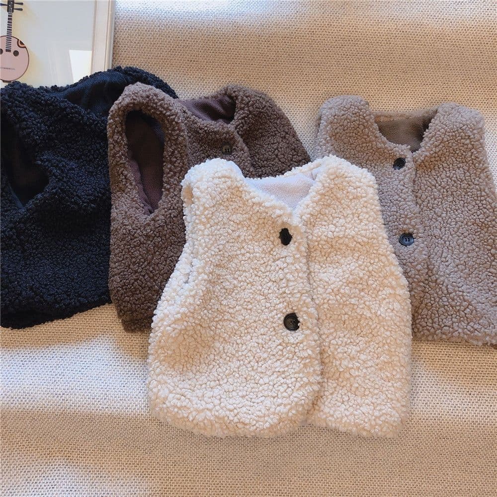 Baby velvet vest Korean baby and children's clothing 2024 autumn and winter new style warm cotton vest for men and women
