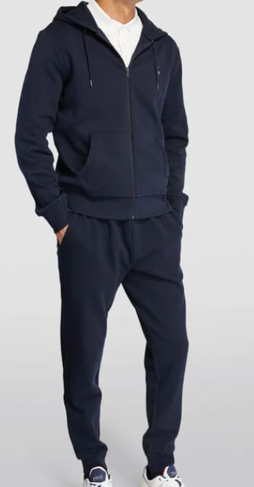 2024 New Classic Zip-Up Cardigan Casual Trendy Fleece-Lined Hoodie Set Drawstring Hooded Print Two-Piece Set