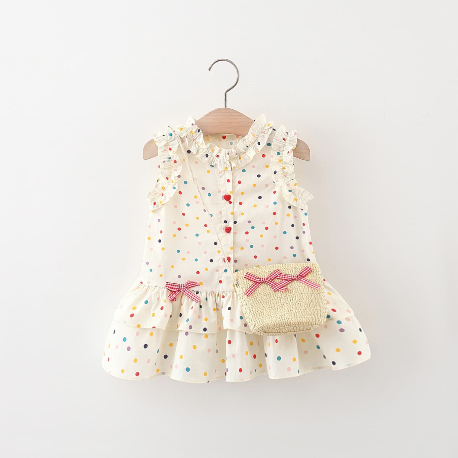 2026 new summer style cotton skirt with colorful ideas, cute dress for girls, free bow bamboo basket bag