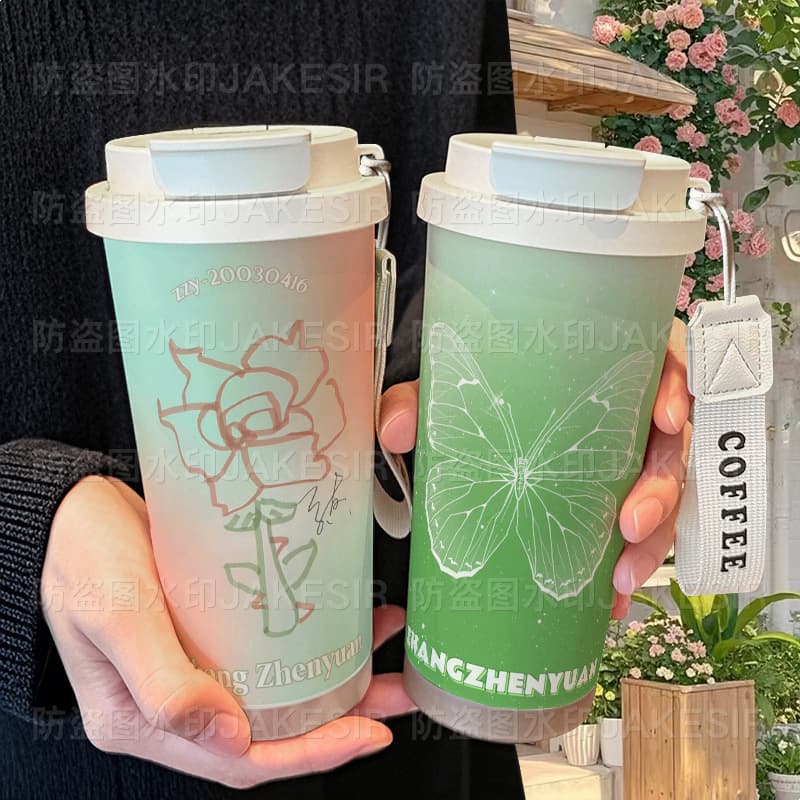 Yan Zhang Zhenyuan Support Merch 316 Stainless Steel Large Capacity Thermos with Straw, Car Cup for Coffee, Unisex