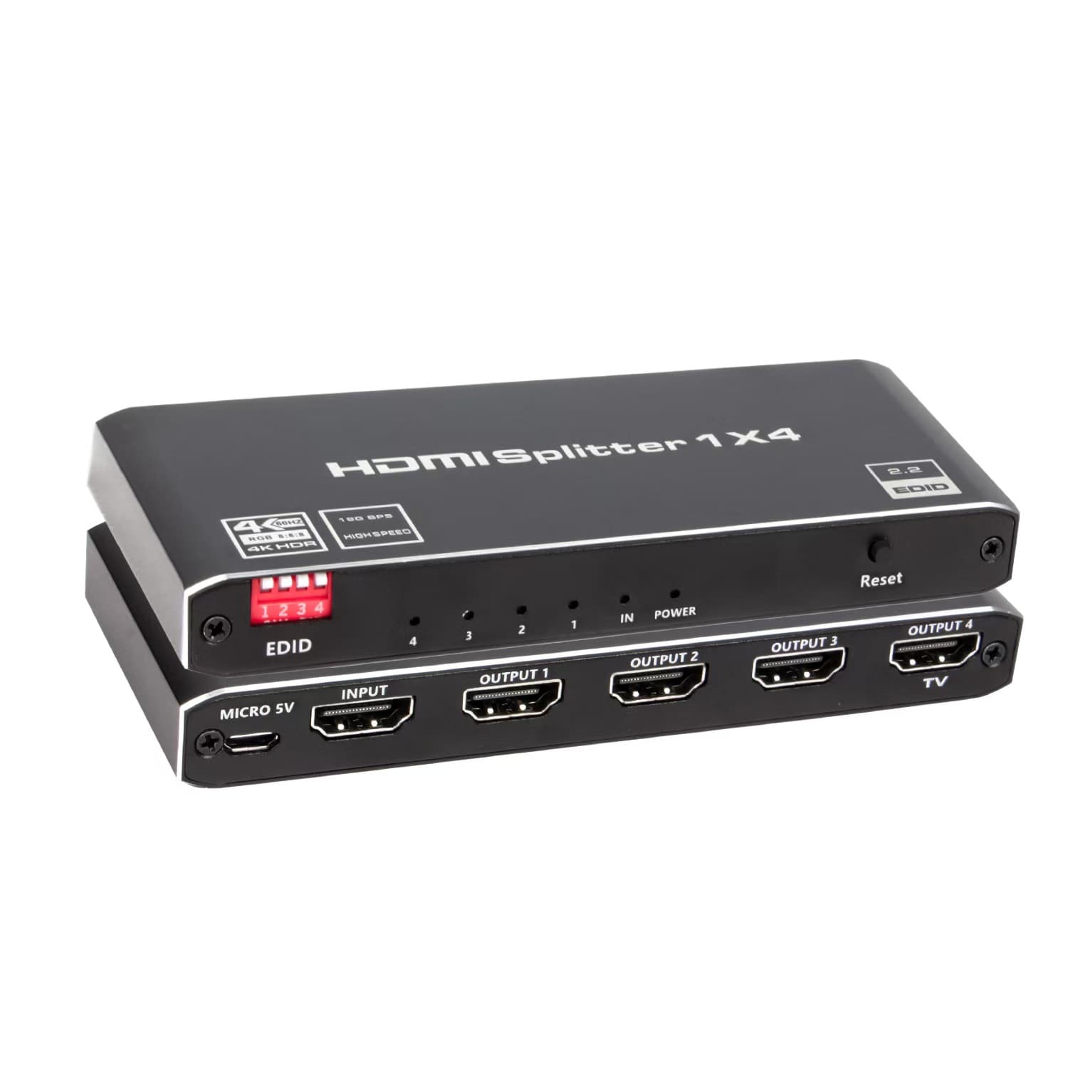 HDMI2.0b Splitter Ultra-Thin Splitter 1-to-4 HDCP2.2 4K60HZ EDID Support