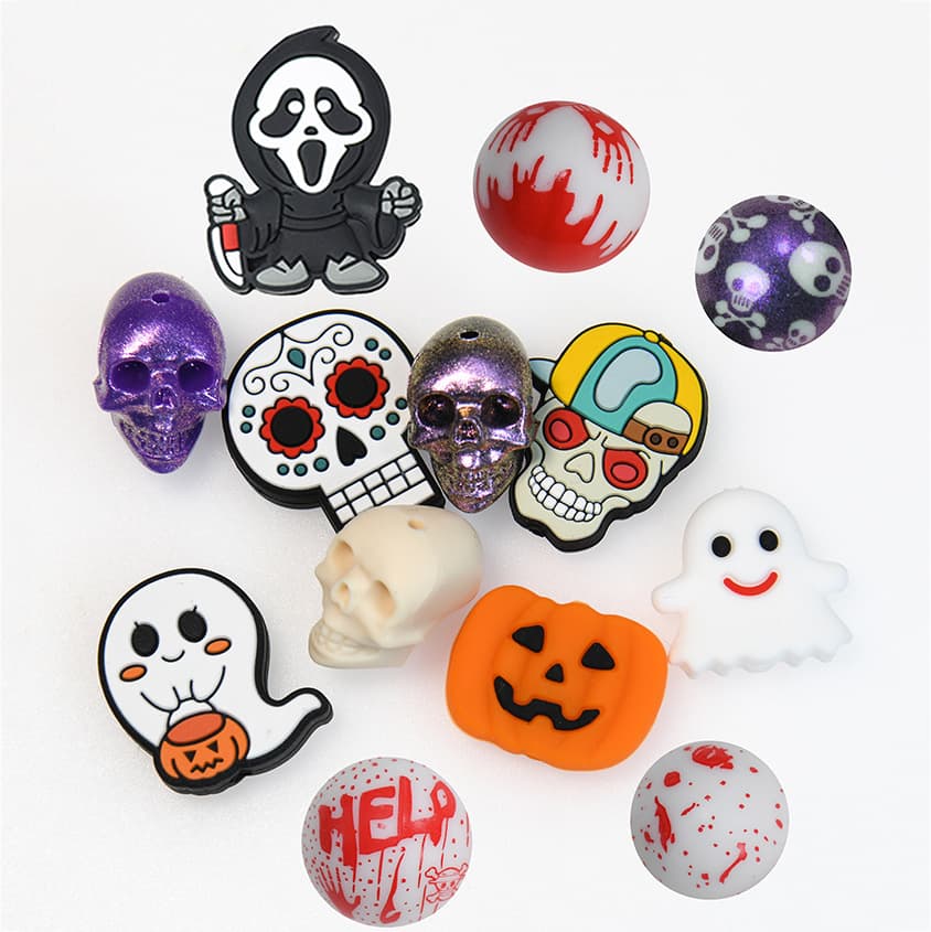 Amazon hot sale Halloween silicone beads styling diy silicone beads baby teether accessories beads wholesale