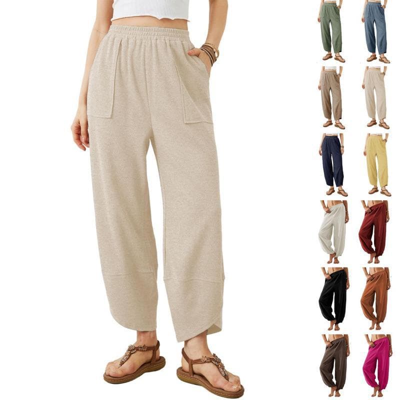 Women's Baggy Wide Leg Pants Casual Loose Elastic Waisted