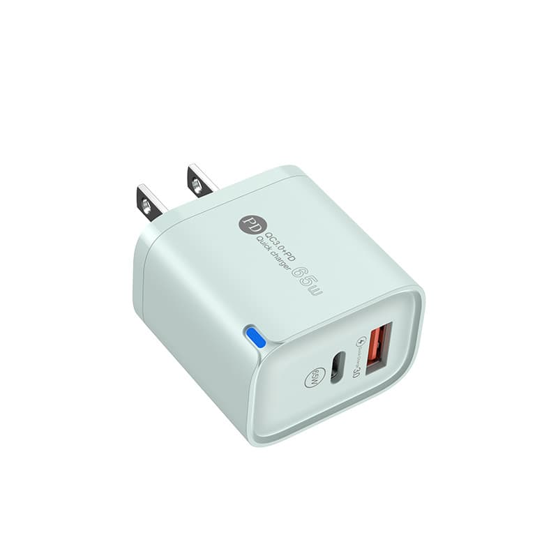 65W fast charging head with colorful macaron A+C dual-port charger light, suitable for Apple and Huawei phones.