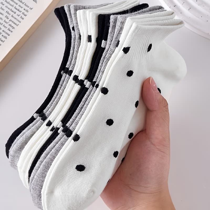 Cross-border Women's Polka Dot Mid-Calf Socks - Comfortable Daily Socks, Classic Three Colors White Black Gray Wholesale/Dropshipping