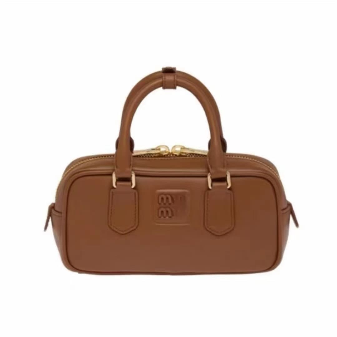 Miu Miu New Autumn/Winter Trendy Retro Small Bowling Briefcase High-End Simple Shoulder Handbag for Women