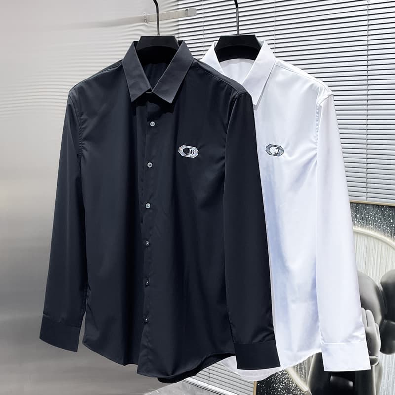 European 2026 Spring/Summer Simple Casual Shirt Black White Men's Turn-down Collar Business Suit Inner Wear Shirt Top