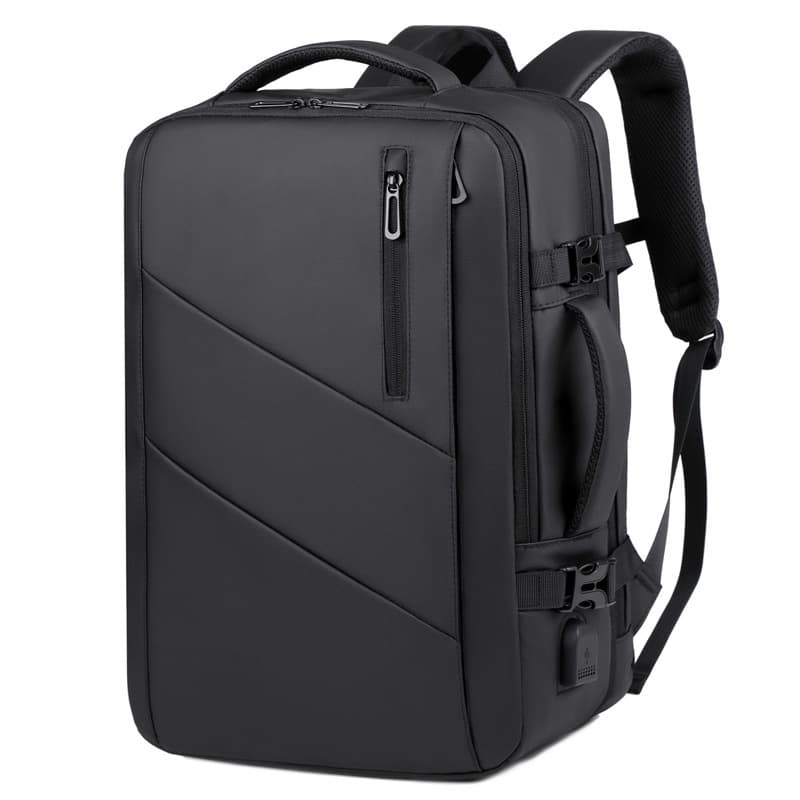 Men's Large Capacity Travel Dual-shoulder Bag Trendy Student Bookbag Business Solid Color Pu Computer Bag Fashionable Backpack
