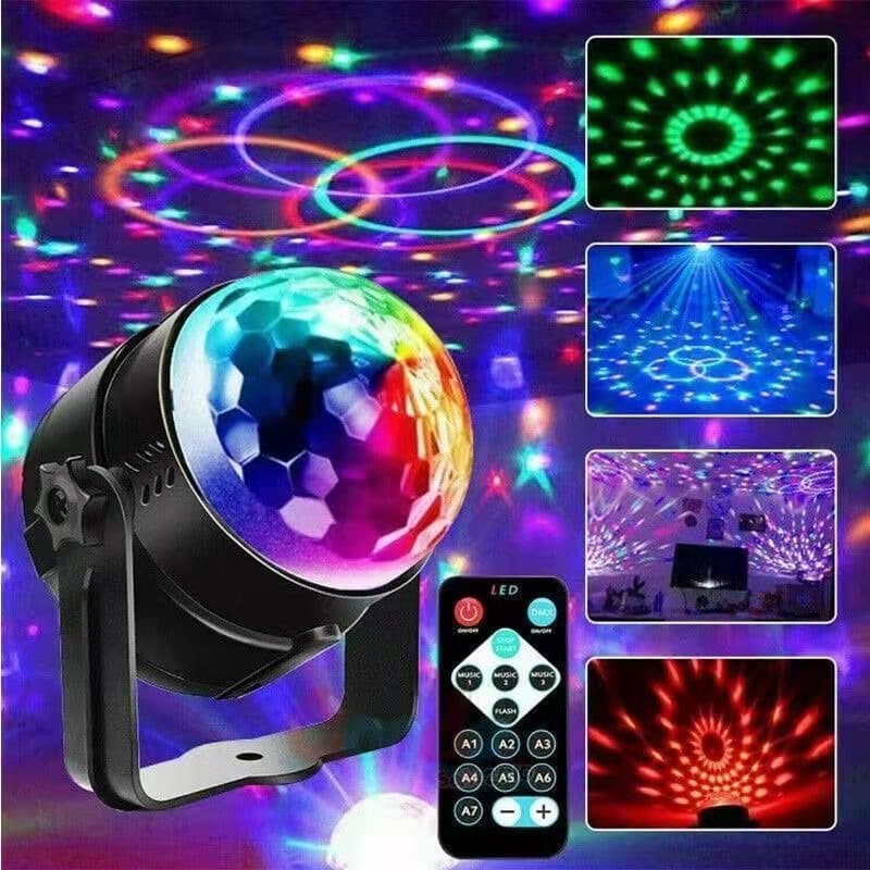 Remote-controlled LED Color-changing Magic Ball Crystal Voice-activated Rotating Stage Light for Live Streaming Background, KTV Bar Party Lamp