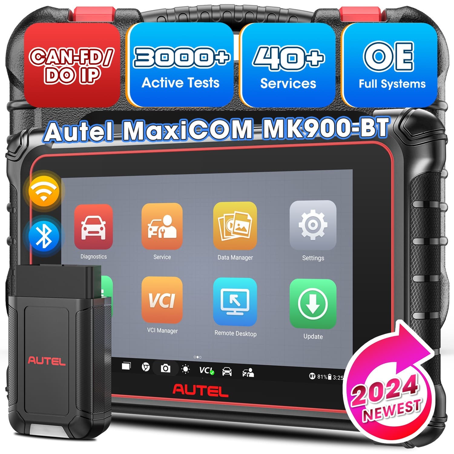 Autel MK900BT Automotive Full System Diagnostic Tool ECU Coding Oscilloscope Detection Full System Scan