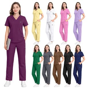 New Operating Room Scrub Suit V-Neck Split Set for Beauty Salons, Operating Rooms, Doctors, Nurses, Surgical Gowns