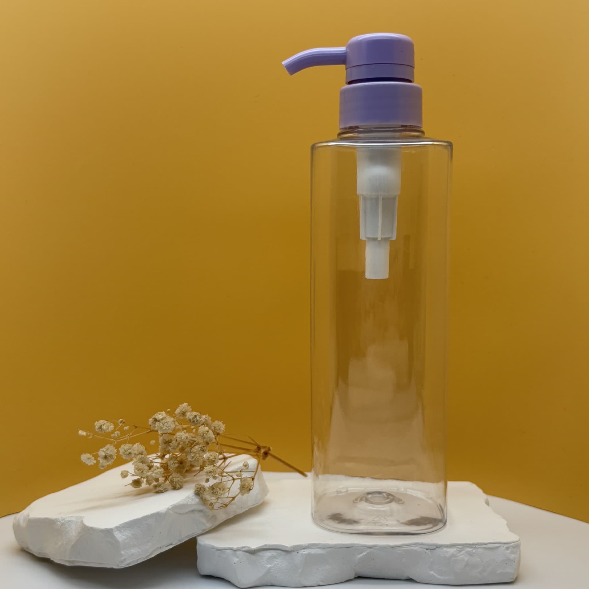 In stock 450ml shampoo bottle body wash bottle large capacity square bottle PET refill bottle daily chemical care packaging bottle