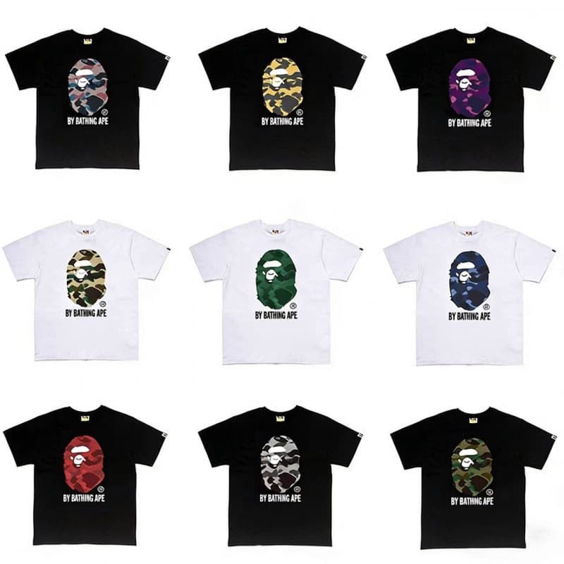 Trendy Camo Ape Head Short Sleeve T-Shirt for Men and Women, Pure Cotton Crew Neck, Half Sleeve, Multiple Colors Available, Loose Basic Style