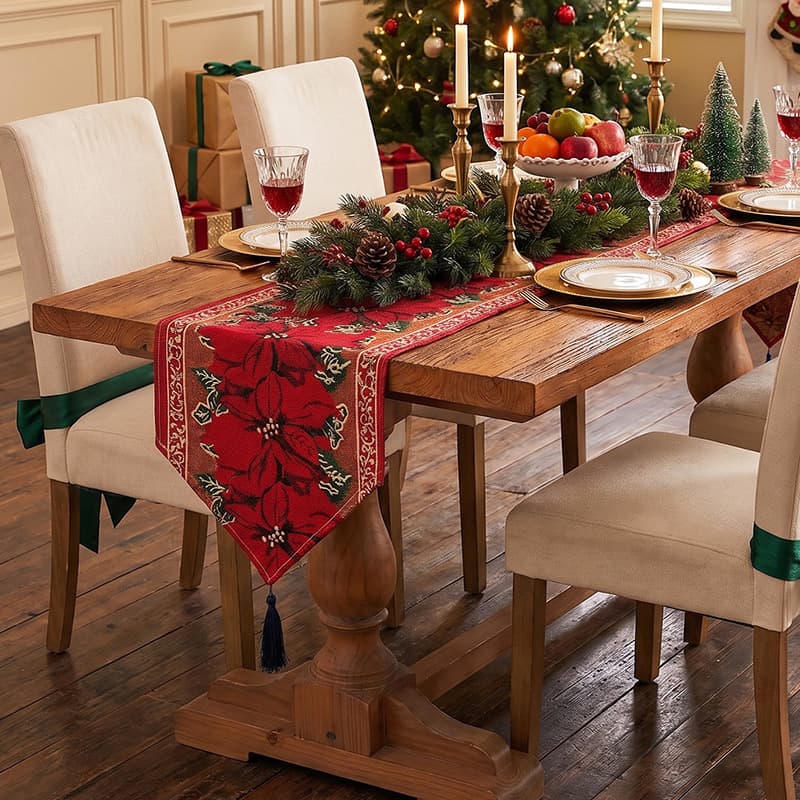 Christmas Series - New American-style Yarn-dyed Table Runner, Restaurant Table, Atmosphere, Insulation, Decoration, Creative Home