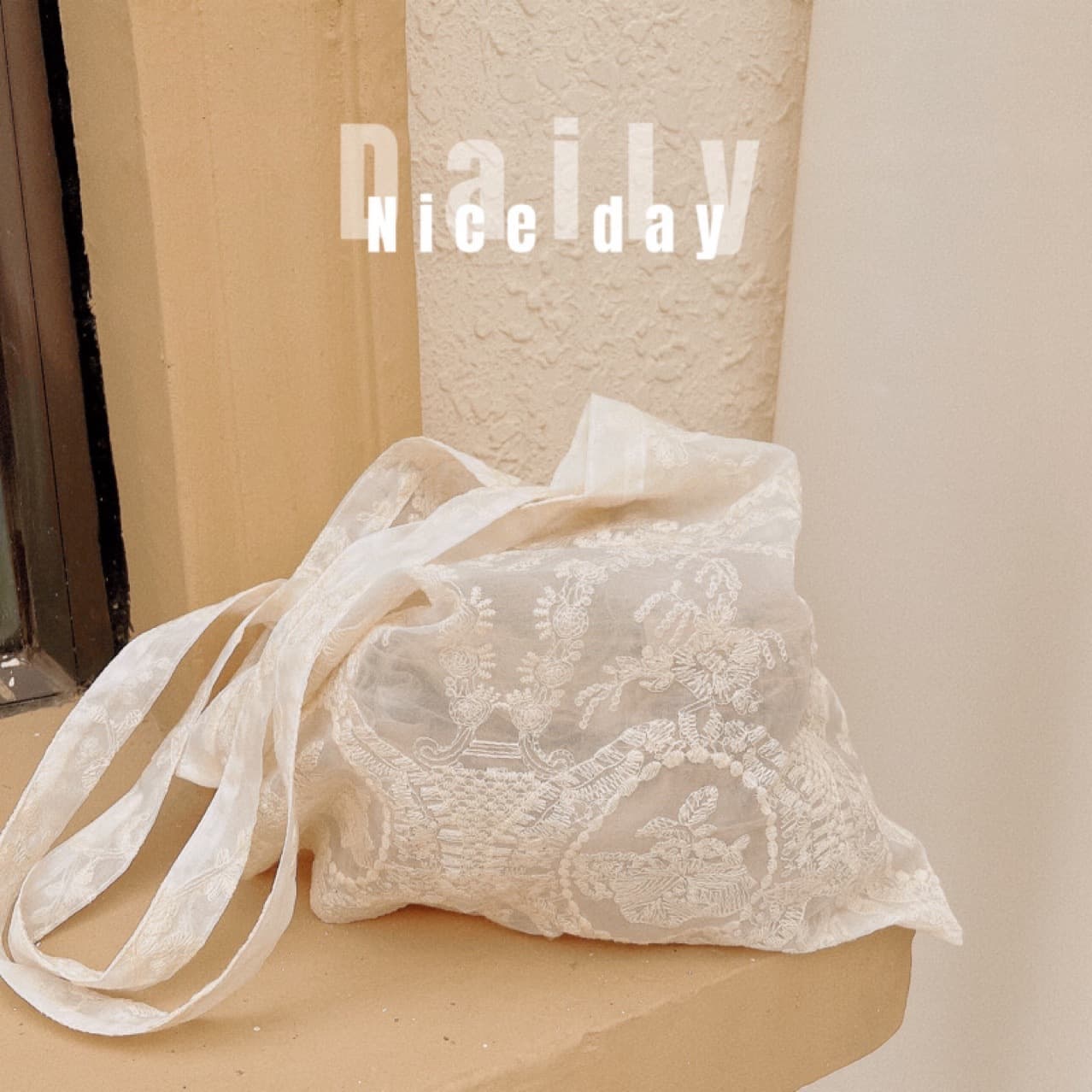 Fresh Handmade French Vintage New Chinese Style Lace Embroidered Organza Handbag Shopping Bag Cloth Tote