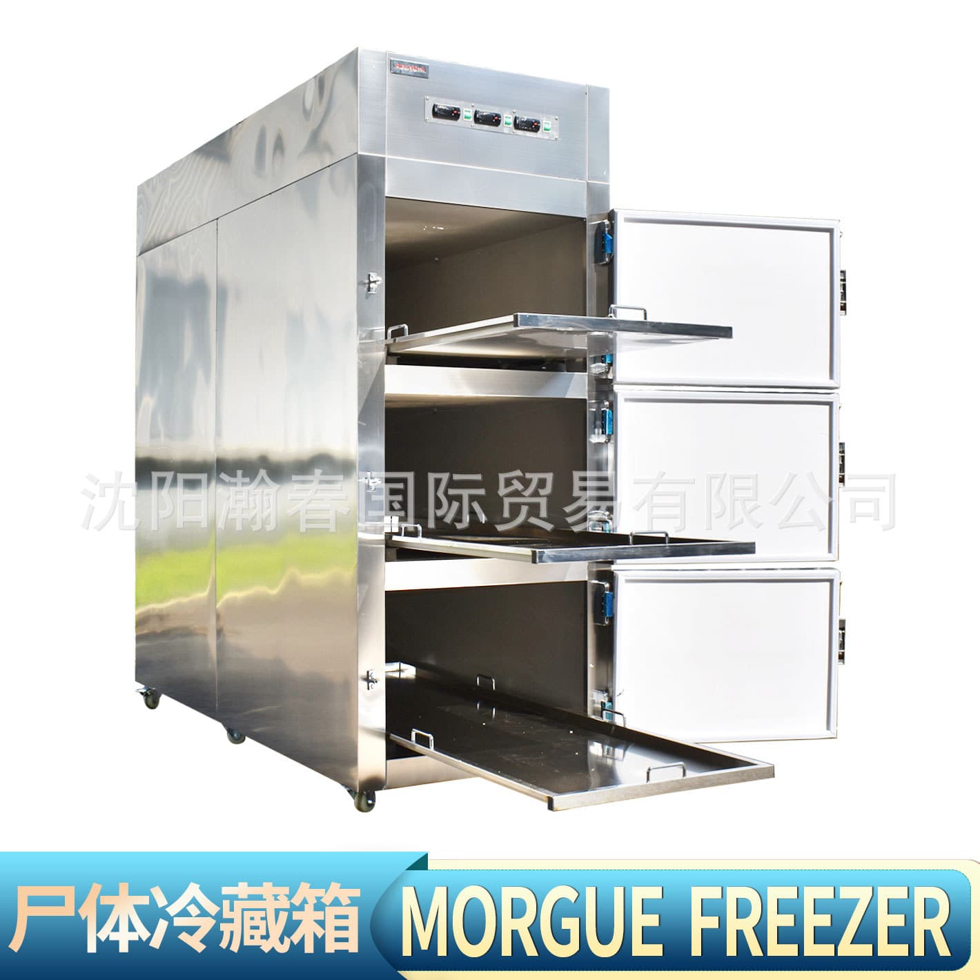 Morgue Refrigerator Three-Tier Morgue Cabinet for Laboratory Frozen Specimens, Stainless Steel Corpse Chiller
