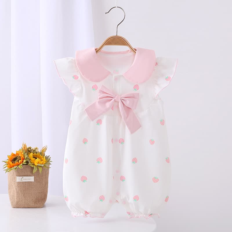 Summer New Baby Jumpsuit Newborn Boneless Baby Girl Short-Sleeved Jumpsuit Thin Crawler Suit Ready for Sale