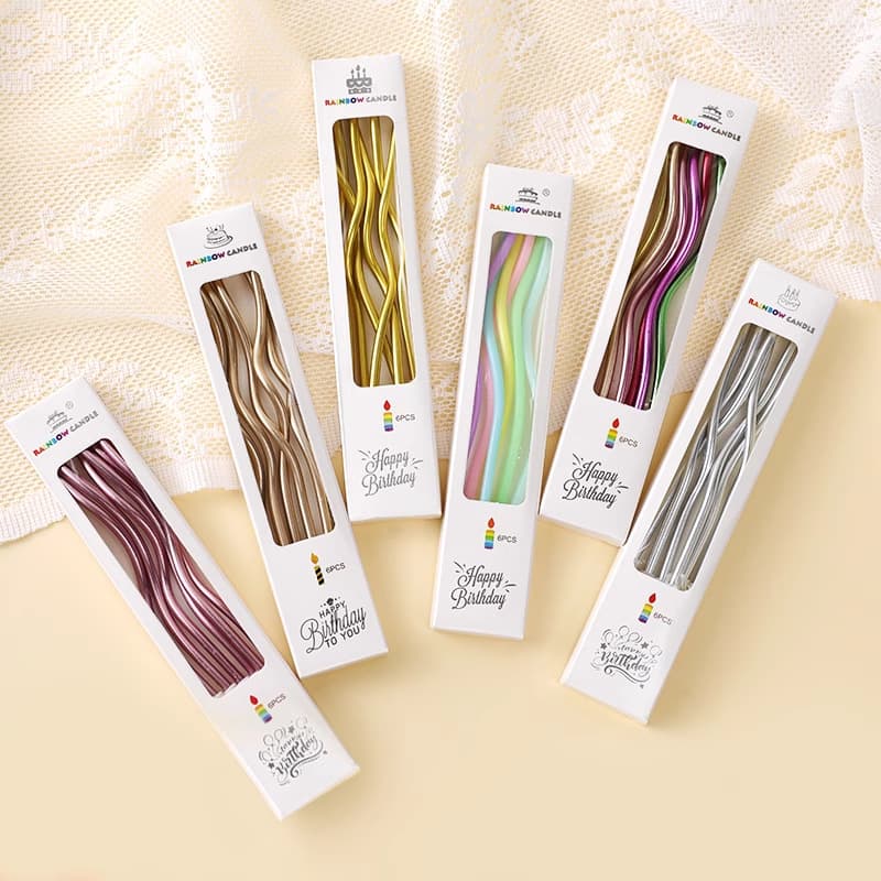 Rainbow Gradient Long Stick Candles Birthday Candles Thin Curved Birthday Candles Ins Style Colorful Candles Dragon Treasure