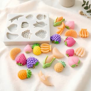 Mini Multi-grid Fruit Shape Silicone Mold 9 Types Fruit and Vegetable Handmade Aromatherapy Car Decoration Handmade Soap Soft Mold