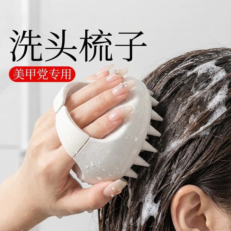 Factory Stock Wheat Straw Shampoo Brush Head Massager Hair Comb Scalp Bath Cleaning Tool Silicone Shampoo Brush