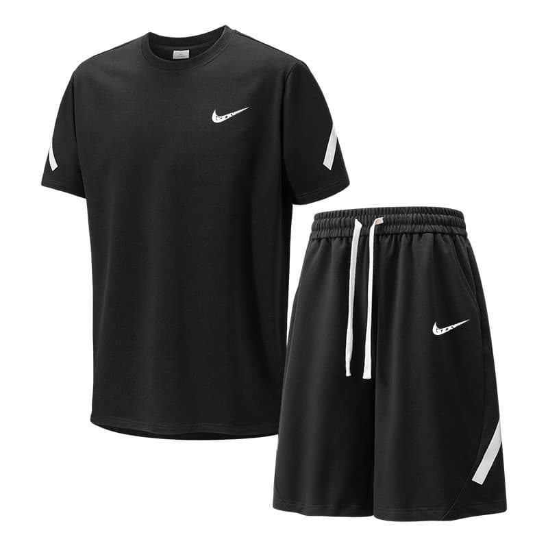 Cross-border 2026 Summer New Men's T-Shirt Couple Loose Cool Pure Cotton Solid Casual Short Sleeve T-Shirt Set
